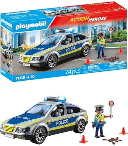 PLAYMOBIL 71716 Police Bus with Road Barrier, Edeka Action